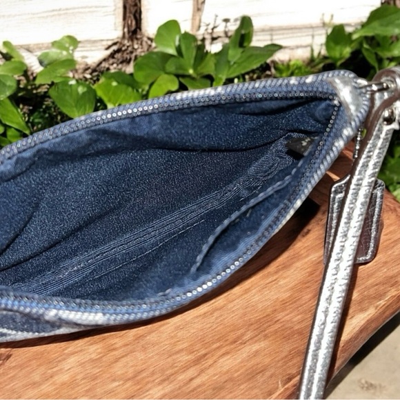 Coach Denim and Silver Signature Wristlet
